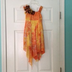 Girls lyrical costume with headpiece.